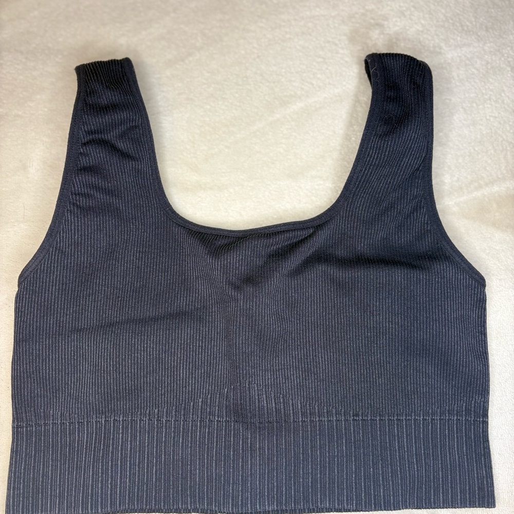 Women's Black Ribbed Crop Top